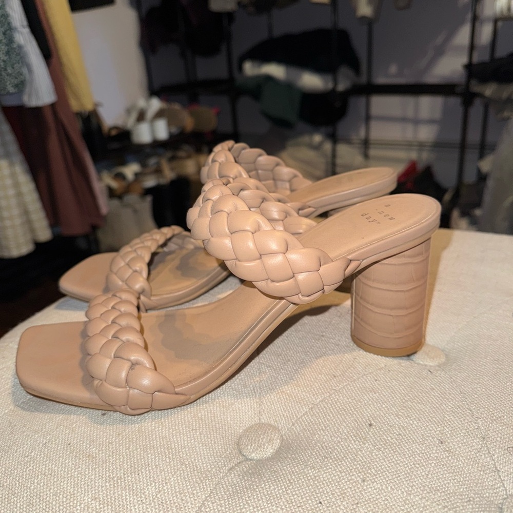 a new day Braided Nude Heeled Sandals